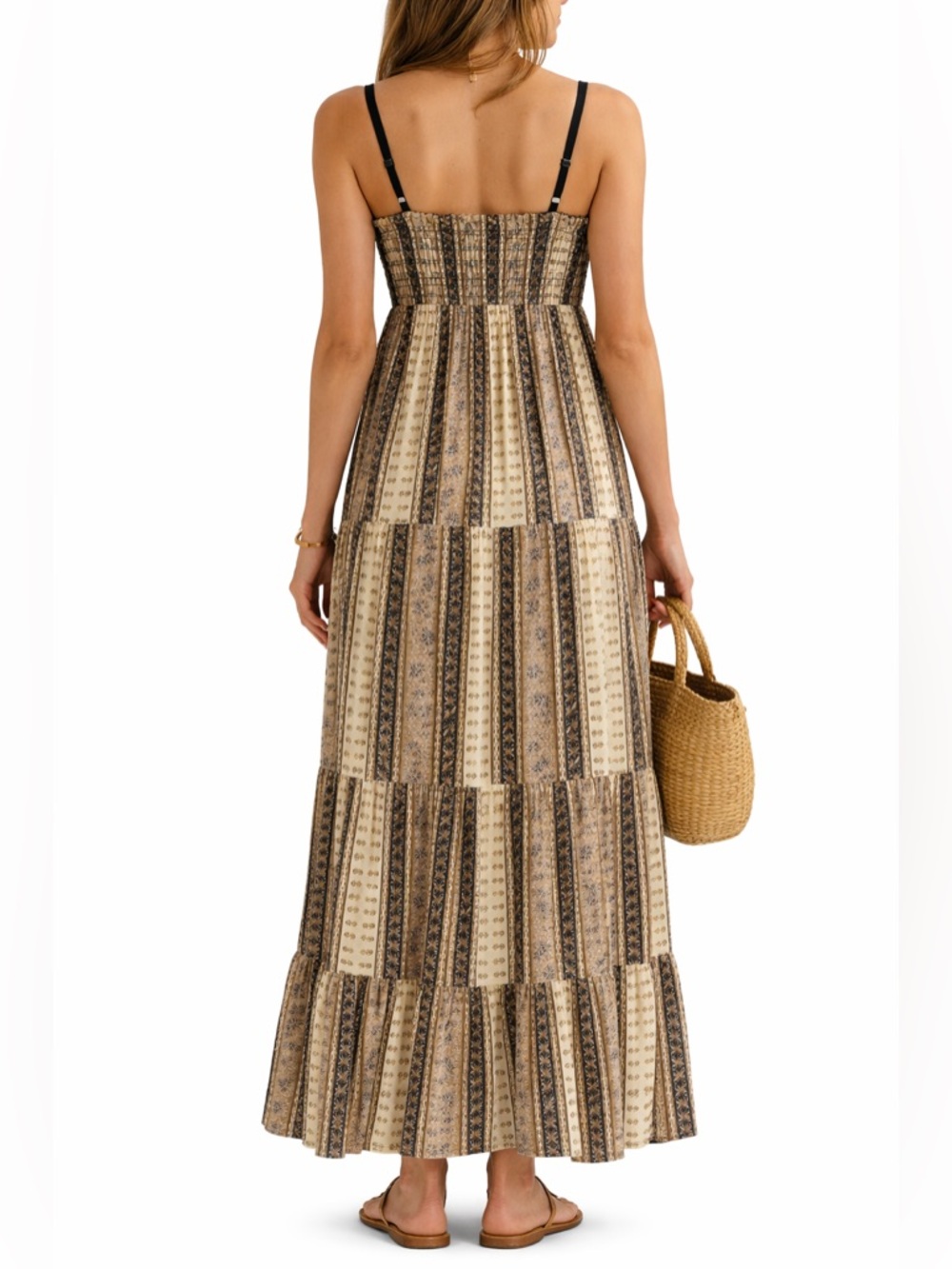 Bohemian Lace-Trim Maxi Dress with Black Bodice - Picture 2 of 4
